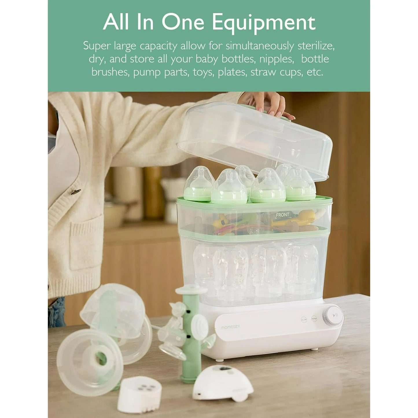 Momcozy 3 Layers Large Bottle Sterilizer and Dryer, Fast Sterilize and Dry