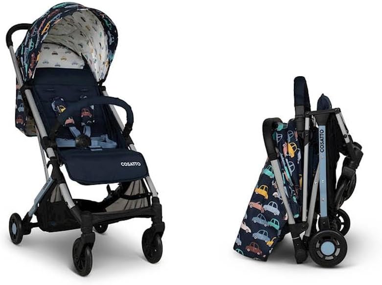 Cosatto Yo Travel Stroller - Baby Pushchair Lightweight Compact Fold from Birth to 25kg - Airline Compatible, One Hand Easy Fold, Large 8kg Shopping Basket, Free Raincover & Bumper Bar (Beep Beep)