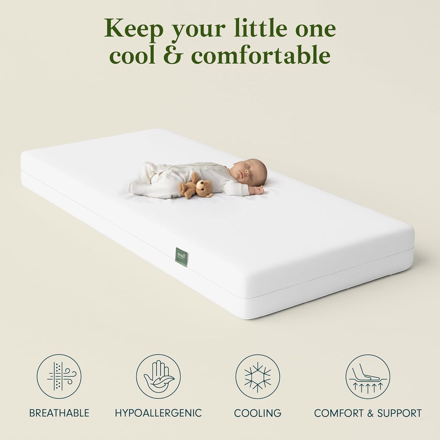 Tutti Bambini Essentials Fibre Cot Mattress 140 x 70 cm - Hypoallergenic, Breathable & Water-Repellent Cot Bed Mattress, 100% Dent-Resistant Polyester Fibre Toddler Bed Mattress & Travel Cot Mattress