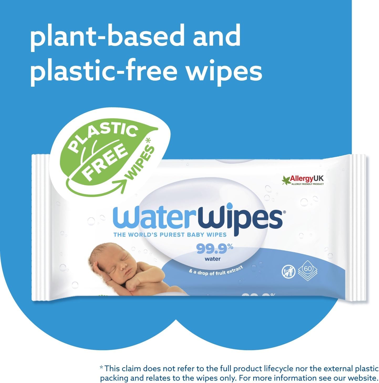 WaterWipes Original Baby Wipes, 240 Count (4 Packs), 99.9% Water-Based Wipes, Unscented, For Sensitive Skin, Packaging May Vary
