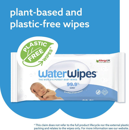 WaterWipes Original Baby Wipes, 240 Count (4 Packs), 99.9% Water-Based Wipes, Unscented, For Sensitive Skin, Packaging May Vary
