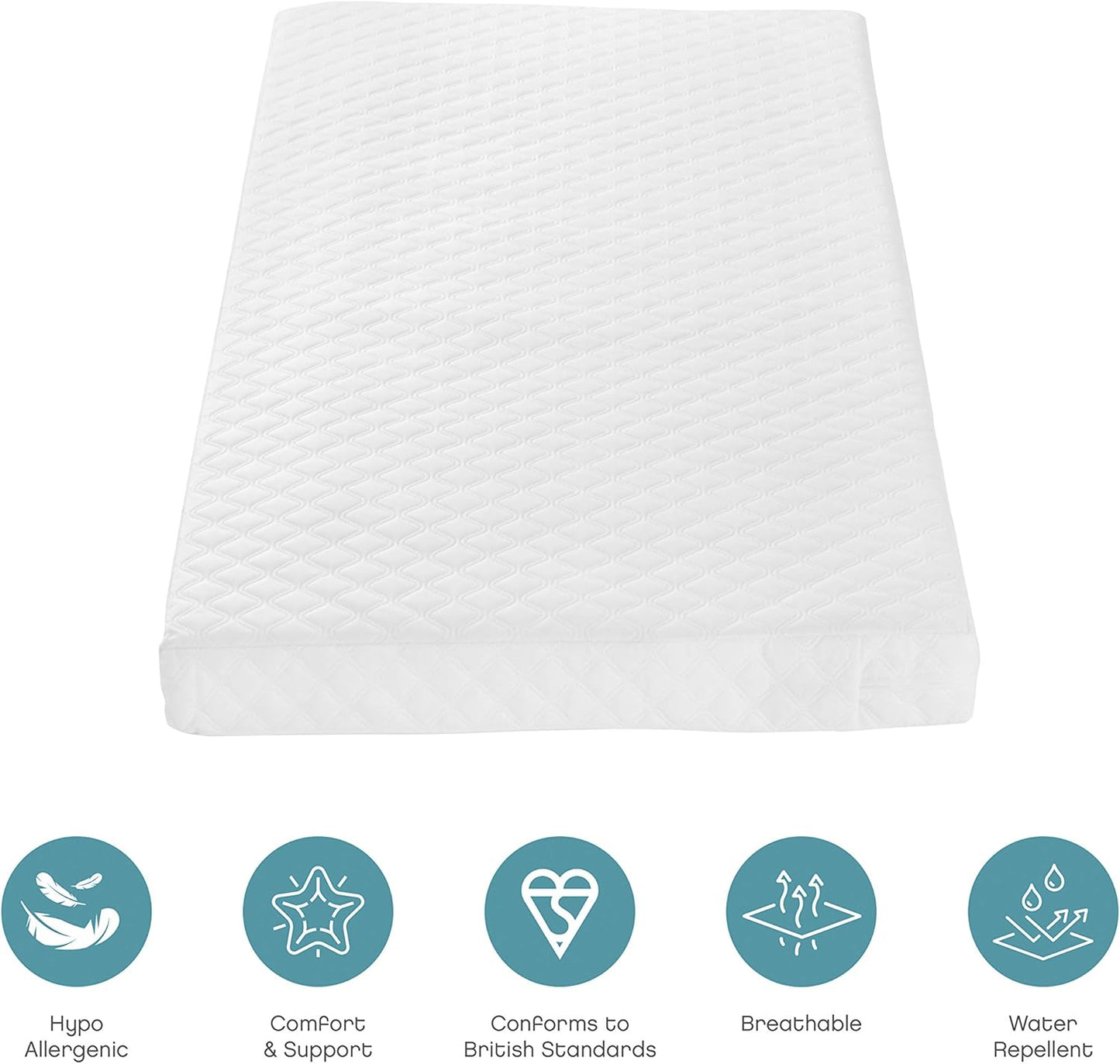 Tutti Bambini Deluxe Eco-Fibre Cot Mattress 120 x 60cm - Hypoallergenic, Breathable & Wipeable Travel Cot Mattress, Soft & Supportive Cot Bed Mattress, Toddler Bed Mattress, Baby Mattress