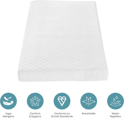 Tutti Bambini Deluxe Eco-Fibre Cot Mattress 120 x 60cm - Hypoallergenic, Breathable & Wipeable Travel Cot Mattress, Soft & Supportive Cot Bed Mattress, Toddler Bed Mattress, Baby Mattress