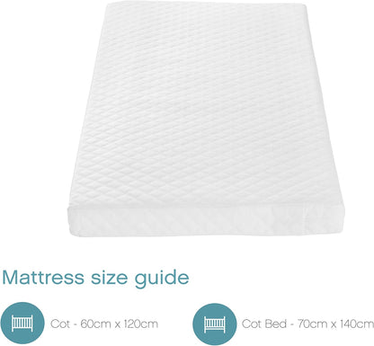 Tutti Bambini Deluxe Eco-Fibre Cot Mattress 120 x 60cm - Hypoallergenic, Breathable & Wipeable Travel Cot Mattress, Soft & Supportive Cot Bed Mattress, Toddler Bed Mattress, Baby Mattress