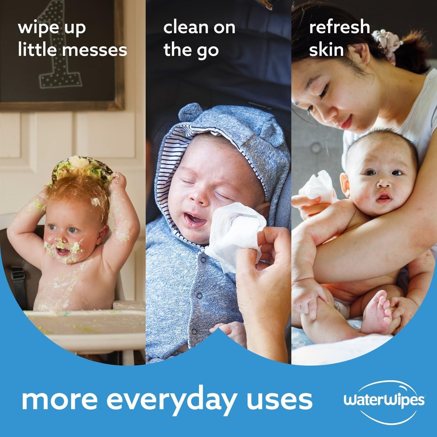 WaterWipes Plastic-Free Original Baby Wipes, 99.9% Water Based Wipes, Unscented for Sensitive Skin, 360 Count (6 packs)