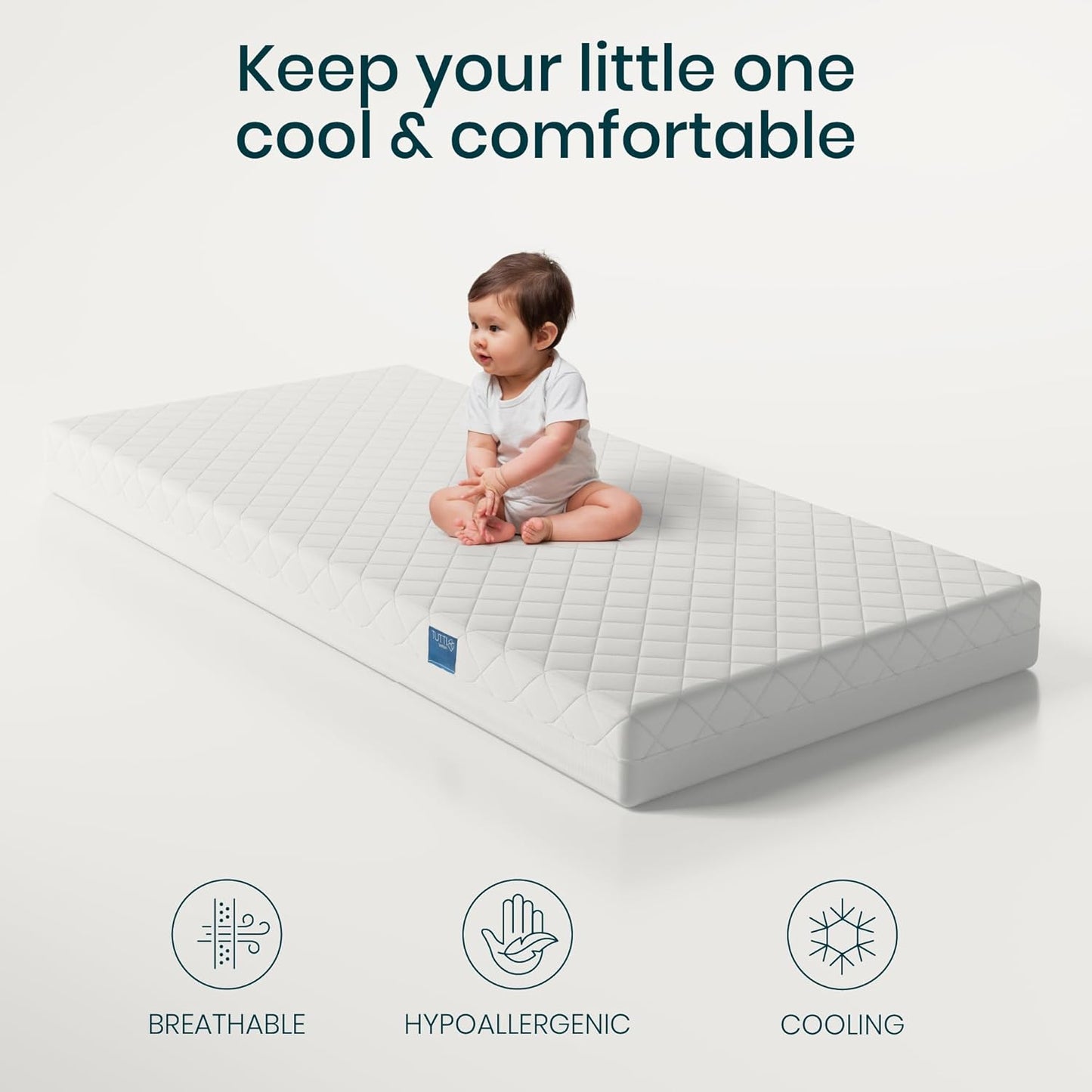 Tutti Bambini Sprung Cot Mattress 140 x 70 cm - Hypoallergenic, Breathable & Wipeable Baby Mattress for Travel Cot & Crib, Soft & Supportive Home & Travel Cot Mattress (140 x 70 x 10 cm)
