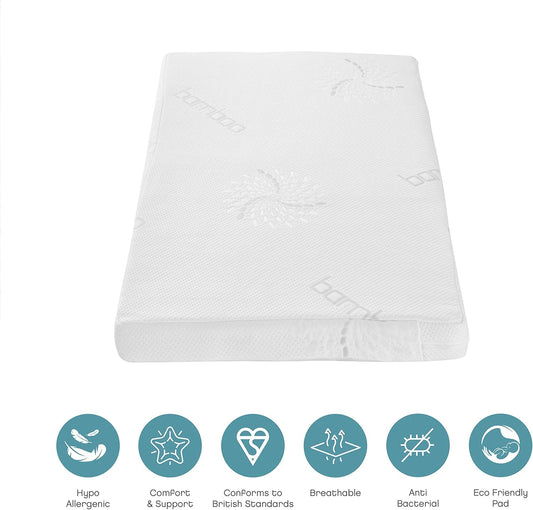 Tutti Bambini Coir Fibre Baby Cot Mattress 120 x 60cm – Hypoallergenic, Breathable & Wipeable Travel Toddler Bed Mattress - Soft & Supportive Baby Bedding