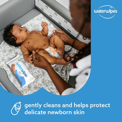 WaterWipes Plastic-Free Original Baby Wipes, 99.9% Water Based Wipes, Unscented for Sensitive Skin, 360 Count (6 packs)