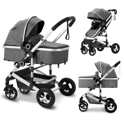 AILEEKISS 3-in-1 Convertible Baby Stroller with Big Seat and Adjustable Canopy, 24 Pound, Dark Grey