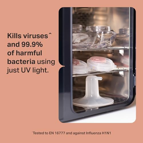Tommee Tippee Ultra UV Steriliser, Dryer and Storage, Black, for Baby Bottles and Accessories, Steam-Free to Kill Viruses^ and 99.9% of Harmful Bacteria