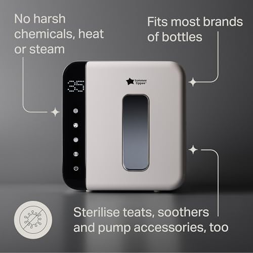 Tommee Tippee Ultra UV Steriliser, Dryer and Storage, Black, for Baby Bottles and Accessories, Steam-Free to Kill Viruses^ and 99.9% of Harmful Bacteria