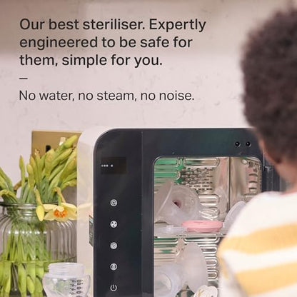 Tommee Tippee Ultra UV Steriliser, Dryer and Storage, Black, for Baby Bottles and Accessories, Steam-Free to Kill Viruses^ and 99.9% of Harmful Bacteria