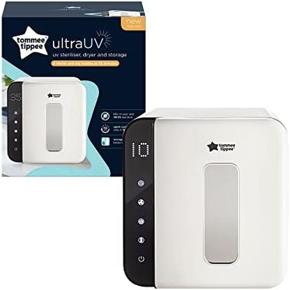 Tommee Tippee Ultra UV Steriliser, Dryer and Storage, Black, for Baby Bottles and Accessories, Steam-Free to Kill Viruses^ and 99.9% of Harmful Bacteria